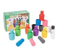 Lot De 12 Jouets De Tri De Couleurs Pour Tout-petits, Jeux D'association En Bois, Figurines À Chevilles Dans Des Gobelet, Jouets Éducatifs Pour Apprendre Aux Enfant À Identifier Et Associer Couleurs