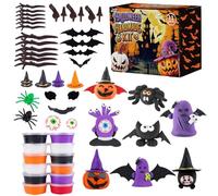 Lot de 12 kits de bricolage d'Halloween pour enfants - Pâte à modeler - Séchage à l'air libre - Pâte à modeler citrouilles - Kit créatif - Pâte à modeler Magic Dough Air Dry Clay - Cadeau d'Halloween
