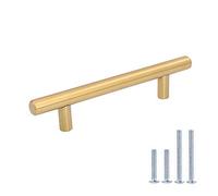 Lot de 12 Laiton brossé Cabinet à partir 6,3 cm tiroir - Lontan Lh201gd Acier inoxydable Commode Poignées Doré Poignées de porte meubles tirettes de matériel 4 en longueur totale Poignée Hole to Hole: 4 inch doré