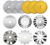 Lot de 12 lames de cutter rotatif de 45 mm, lames de rechange perforées dans une boîte pour tissu, cuir, couteau rotatif à 7 bords pour loisirs créatifs, scrapbooking, couture, papier de coupe