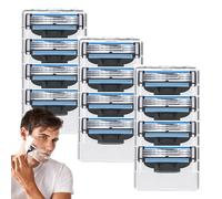Lot de 12 lames de rasoir compatibles Mach-3, lames de rechange pour rasoir humide homme, design anti-obstruction, technologie de charnière frontale, lames Gillette Mach 3, nanomes 3 couches pour doux