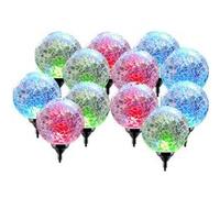 Lot de 12 lampe LED boule solaire multicolore - Diamètre 8 x Hauteur 38 cm -JUANIO- Multicolore G