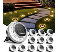 Lot de 12 Lampe Solaire Au Sol, IP65 Waterproof Jardin Eclairage Exterieur Solaire, Lumière Solaire Extérieure Ombre-Lumière, Spot Solaire Extérieur pour Chemins Pelouse Terrasse Piscine,Blanc Chaud