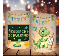Lot de 12 lanternes de décoration de table d'école pour enfant, décoration « Enfin enfant à l'école » 2025, décoration d'introduction scolaire avec motif Dino ABC, décoration de table pour