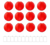 Lot de 12 lanternes en papier blanches 10 cm for décoration fête mi-automne, d'Halloween ou Noël(Red)