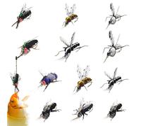 Lot de 12 leurres de pêche à la mouche pour truite | Leurres réalistes à la main pour saumon truite, bar, boîtes incluses pour bar