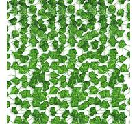 Lot de 12 lierres artificiels, guirlande de lierre artificiel, feuilles vertes artificielles, fausses plantes à suspendre, pour mariage, fête, jardin, décoration de la maison