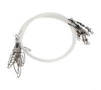 Lot de 12 lignes de pêche en fluorocarbone avec émerillon et mousqueton pour bar, truite, saumon, eau salée, eau douce, fil anti-dents transparent de 9,1 kg à 36,3 kg (50,8 à 27,2 kg)