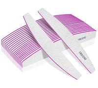 Lot de 12 limes à ongles professionnelles, double face en émeri pour ongles grain 180/240, limes à ongles grossières et lavables pour ongles en acrylique et ongles naturels, grain fin