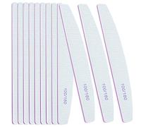 Lot de 12 limes à ongles professionnelles grain 100/180, quatre de chaque, limes à ongles double face, outils de manucure pour la maison et le salon (blanc)