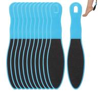 Lot de 12 limes à pied double face avec poignée en plastique, grain rugueux et lisse, design réversible suspendu, bleu, 16 cm