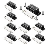 Lot de 12 loquets de porte magnétiques robustes pour placard de cuisine, petits meubles de maison, coque en plastique, plaque métallique avec 48 vis (noir)