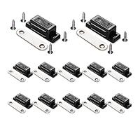 Lot de 12 loquets magnétiques pour porte de cuisine, salle de bain, placard, armoire, placard, porte, tiroir, 6,8 kg, vis incluses (Noir)