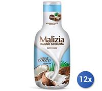 Lot De 12 Malizia Gel Douche 1000 Ml Cocco, Transparent