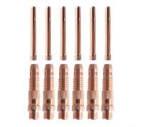 Lot de 12 manchons de serrage TIG pour brûleur de soudure WP 17 18 26, compatible avec lincoln PTA-17 PTA-26 PTW-18, accessoires en cuivre rouge pour systèmes 10N24 et 10N32, refroidis par air et par