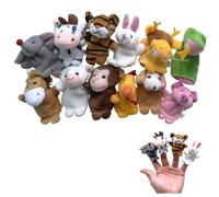 Lot de 12 marionnettes à doigts en peluche - 12 styles - Mini animaux - Figurines en peluche pour anniversaire, baptême