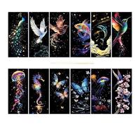 Lot de 12 marque-pages à gratter en carton blanc de 40 g pour, 15,6 x 7 x 0,5 cm, activité artistique amusante pour étudiants, sacs de fête, travaux manuels en classe et projets créatifs