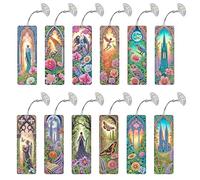 Lot de 12 marque-pages de peinture diamant à faire soi-même, motifs de paysage animal, diamants de forme irrégulière, marque-page pour débutants, choix idéal pour la maison et le bureau