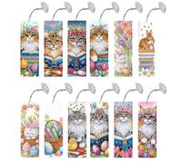 Lot de 12 marque-pages de peinture diamant à faire soi-même, motifs de paysage animal, diamants de forme irrégulière, marque-page pour débutants, choix idéal pour la maison et le bureau