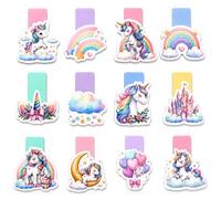 Lot de 12 marque-pages magnétiques pour enfants - Pour la rentrée scolaire - Cadeau pour filles et garçons - Cadeau pour enfants - Aide à la lecture
