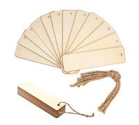 Lot de 12 marque-pages vierges en bois brut - Plaques à suspendre avec trous et cordons pour lecture de bible et roman, décoration faite à la main pour fêtes d'anniversaire, mariage