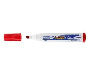 Lot de 12 Marqueur effaçable à sec pour tableaux blancs pointe biseautée encre à base d'alcool rouge BIC VELLEDA