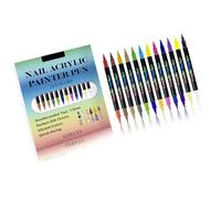 Lot de 12 marqueurs à double pointe pour nail art, 24 couleurs assorties pour applications à double pointe, séchage rapide et marqueur à ongles créatif
