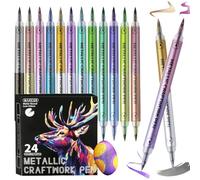 Lot de 12 marqueurs à peinture, à faire soi-même, à écrire en douceur, double face, stylos de peinture à base d'huile | Pour papier, bois, tissu, toile, adultes, école, anniversaire, fête