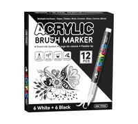 Lot de 12 marqueurs acryliques liquides à pointe pinceau pour art, dessin, scrapbooking, fabrication de cartes, journal, surligneurs, fournitures artistiques polyvalentes