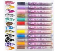 Lot de 12 marqueurs d'art pour designs, séchage rapide, pointe fine, construction en plastique, polyvalent, kit de dessin d'ongles multicolore