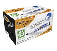 BIC Feutres pour tableau blanc Velleda 1751 – Effaçables à sec, pointe biseautée – Bleu boîte 12