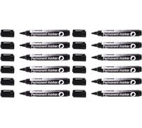 Lot De 12 Marqueurs Indélébiles À Pointe Ogive Multi-Surfaces Noir.[Y61]