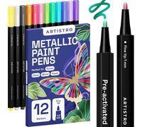 Lot De 12 Marqueurs Métalliques Pré-Activés À Pointe Fine Pour Colorer