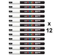 Lot de 12 marqueurs Posca PC-1MR blanc | pointe extra-fine calibrée G