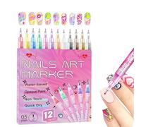 Lot de 12 marqueurs pour nail art - 12 couleurs pour des designs créatifs - Stylos à séchage rapide pour un usage privé et professionnel