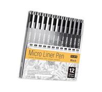 Lot de 12 marqueurs professionnels à pointe fine étanche pour artistes, esquisses et illustrations artistiques