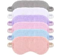 Lot de 12 masques de sommeil en forme de lapin en peluche, blocage de la lumière, sangle élastique, 20,6 x 9,4 cm, six options de couleur, idéal pour dormir et se détendre