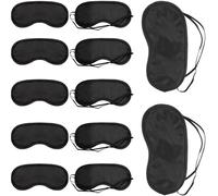 Lot de 12 masques de sommeil, noirs, 18 x 8,5 cm, bandeau doux pour les yeux avec élastiques pour les voyages et le travail par quarts