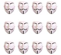 Lot de 12 masques Vendetta d'Halloween - Masque effrayant en plastique blanc Guy Fawkes - Adultes effrayants effrayants Halloween TV Movie Trick or Treat Accessoire de déguisement