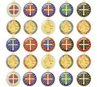 Lot de 12 médailles miraculeuses en alliage émaillé avec croix de Saint-Benoît de Jésus pour la fabrication de bijoux, pendentifs, colliers, porte-clés, sacs, loisirs créatifs