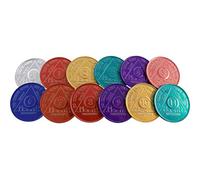 Lot de 12 médaillons AA en aluminium 24 heures mois 1-11 Alcooliques anonymes en vrac