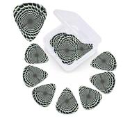 Lot de 12 médiators à illusion d'optique en spirale avec boîte de rangement, 3 médiators en celluloïd d'épaisseur différente pour guitare acoustique, basse, ukulélé, comprend 0,46 mm, 0,71 mm, 0,96 mm