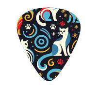 Lot de 12 médiators Abstract-Cats-Pattern avec 3 épaisseurs et boîte de rangement, médiators en ABS pour guitare basse électrique