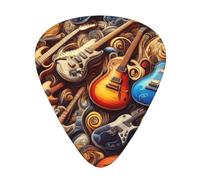 Lot de 12 médiators Abstract-Electric-Guitars avec 3 épaisseurs et boîte de rangement, médiators en ABS pour guitare basse électrique