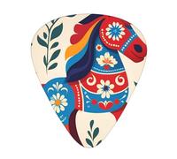 Lot de 12 médiators Abstract-Floral-Horse avec 3 épaisseurs et boîte de rangement, médiators en ABS pour guitare basse électrique