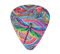 Lot de 12 médiators Abstract-Neon-Libellules avec 3 épaisseurs et boîte de rangement, médiators en ABS pour guitare basse électrique