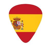 Lot de 12 médiators antidérapants pour guitare électrique, guitare acoustique, ukulélé - Drapeau espagnol