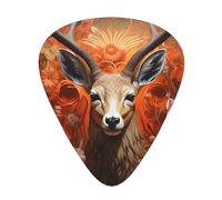 Lot de 12 médiators antilope et fleurs de tailles fines, moyennes et épaisses, adaptés pour guitare électrique et divers instruments