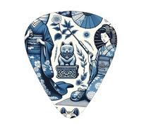 Lot de 12 médiators asiatiques-japonais-maneki-geisha avec 3 épaisseurs et boîte de rangement, médiators en ABS pour guitare basse électrique