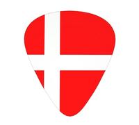 Lot de 12 médiators avec drapeau du Danemark - Résistants et antidérapants - Différentes tailles - Pour guitare électrique, acoustique, ukulélé
